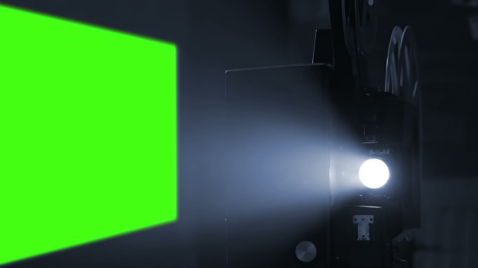 老式电影放映机放电影绿屏绿幕光线光芒