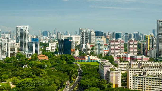 新加坡中部地区时间推移树木摩天大楼