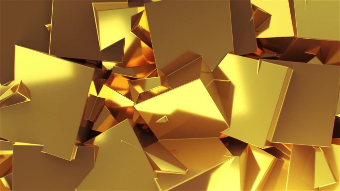 金色金属立方体几何LED背景