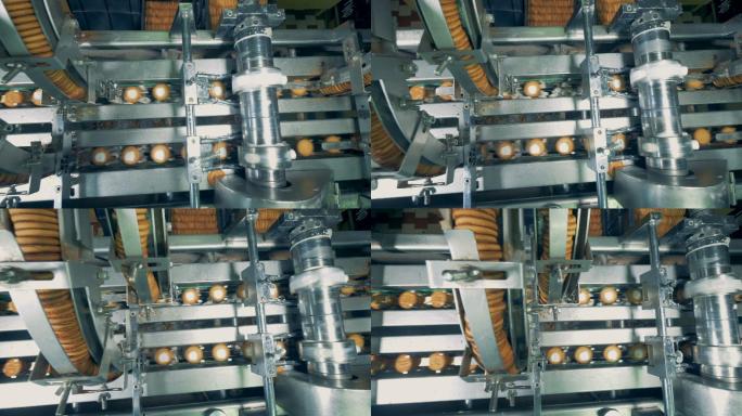 工厂机器制作饼干过程的动态画面