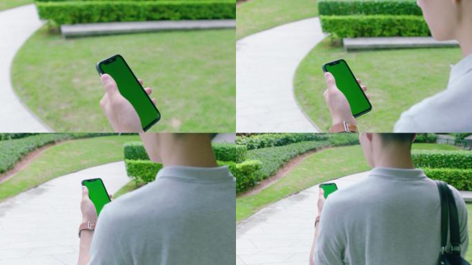 【4K】男子手持绿幕手机