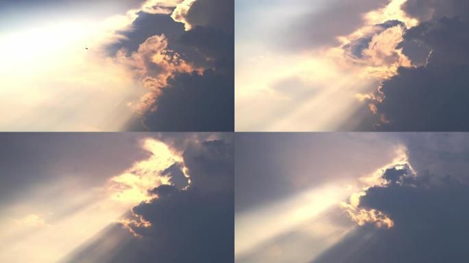 太阳光出现在云层中