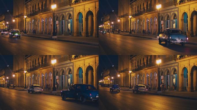 古巴哈瓦那市中心夜间街道