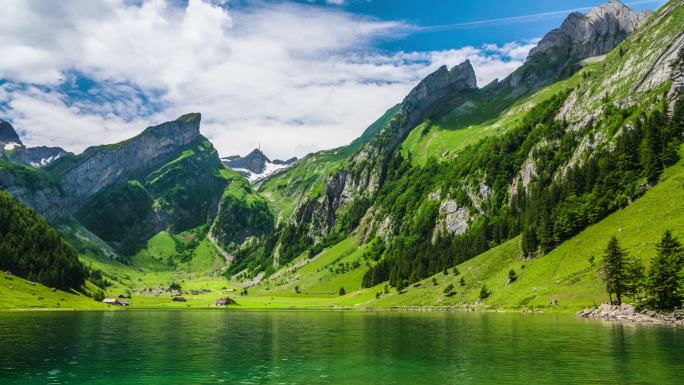 阿尔卑斯山风景青山绿水