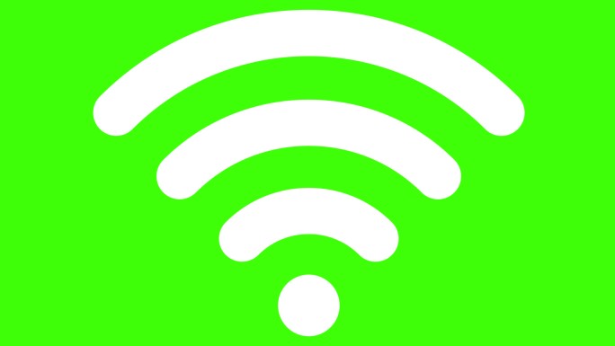WiFi符号图形在绿色屏幕循环动画上