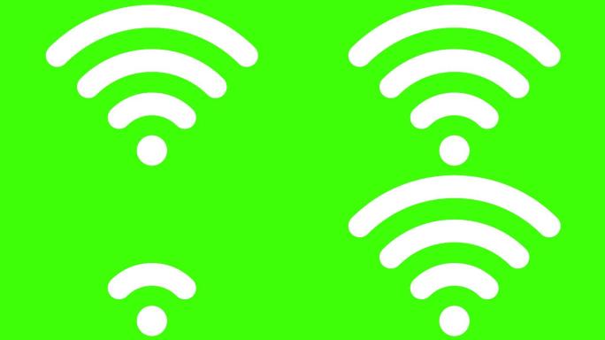 WiFi符号图形在绿色屏幕循环动画上