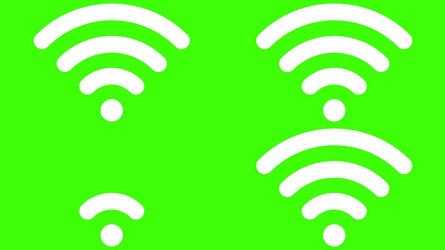 wifi符号图形在绿色屏幕循环动画上