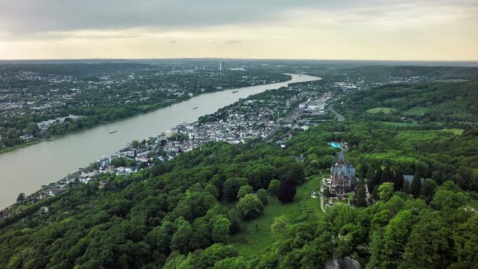 德国莱茵河航拍流域风光自然生态