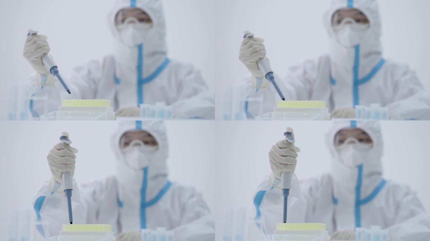 高科技医学人员使用移液器