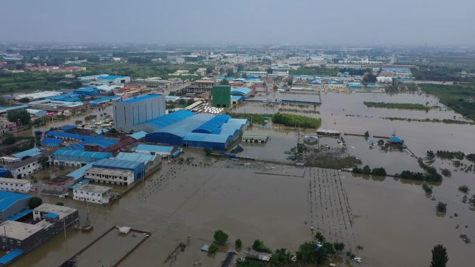 河南城市积水洪涝灾害救援航拍视频