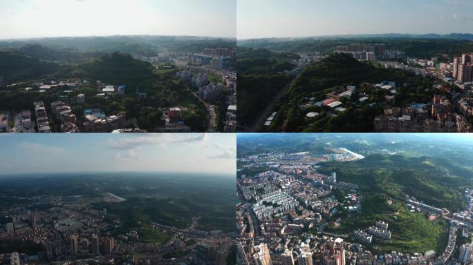 航拍四川绵阳三台县三台山风景