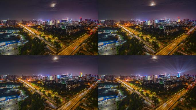 成都南三环金融城灯光秀夜景延时摄影4K