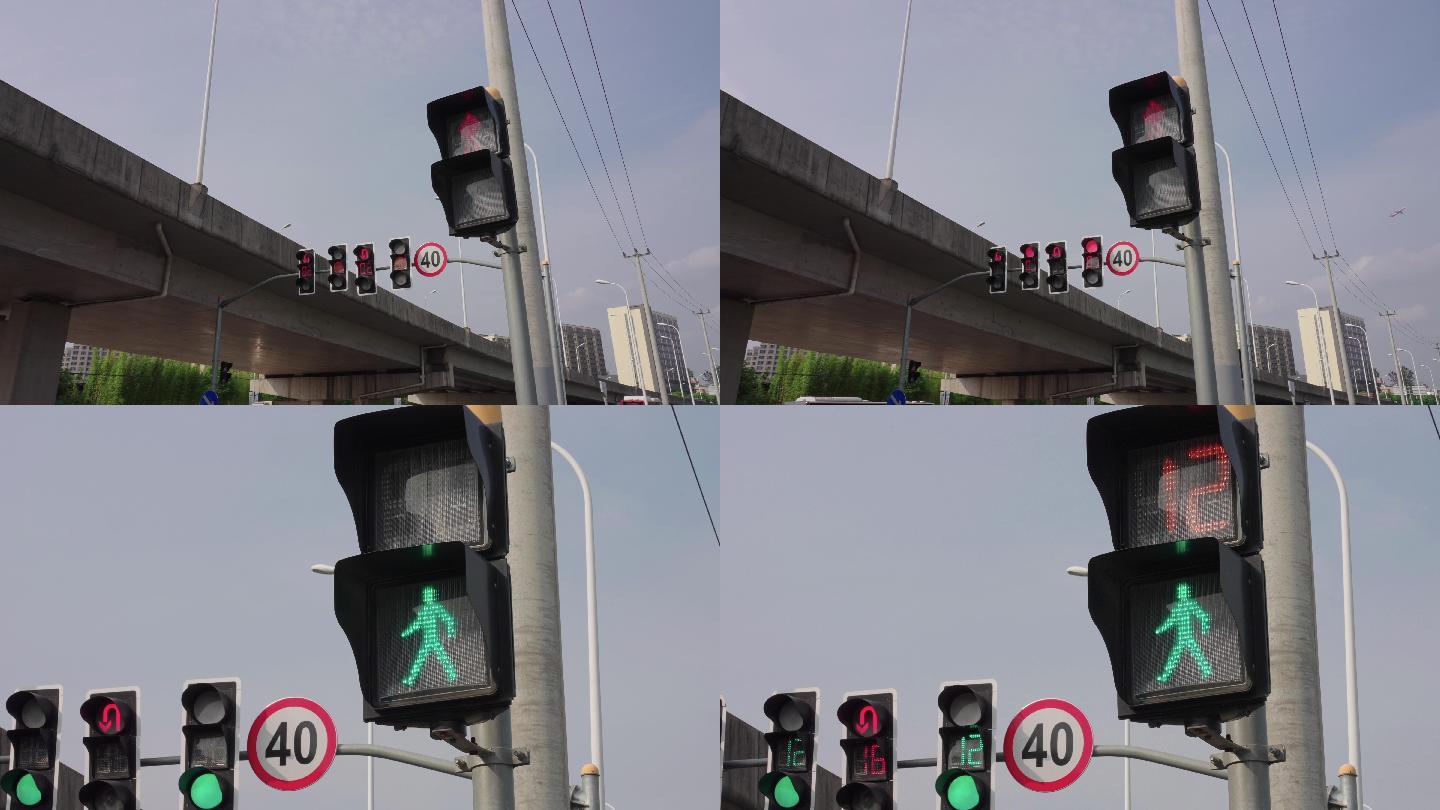 上海沪松公路红绿灯变化特写