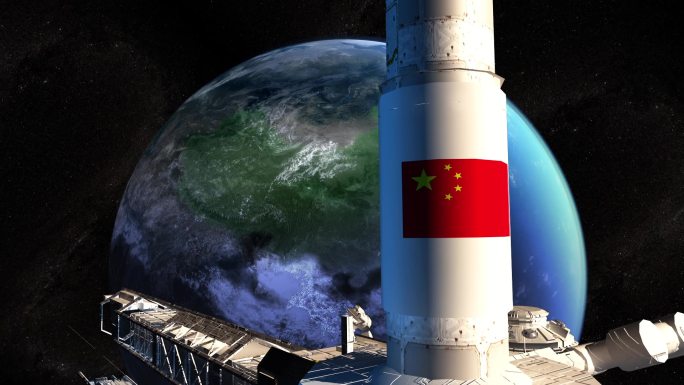 中国 空间站 3D 动画 视频 空镜