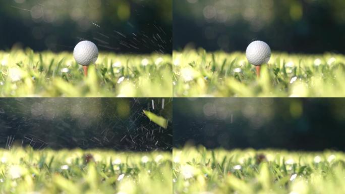 高尔夫球手击球-慢动作