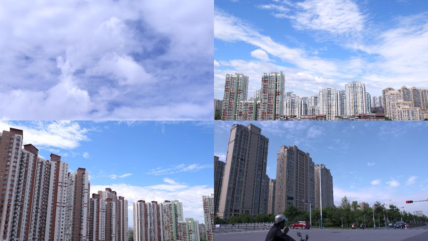 城市云层变换延时摄影-车辆人群