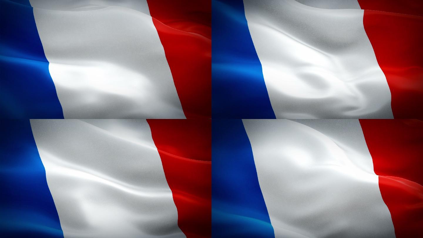 法国国旗在风中飘扬