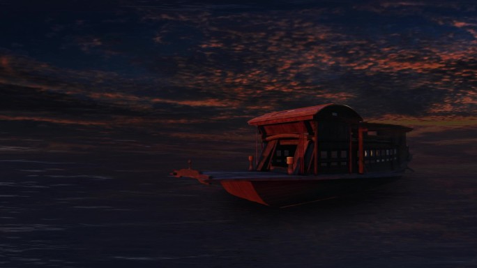 夕阳下红船背景