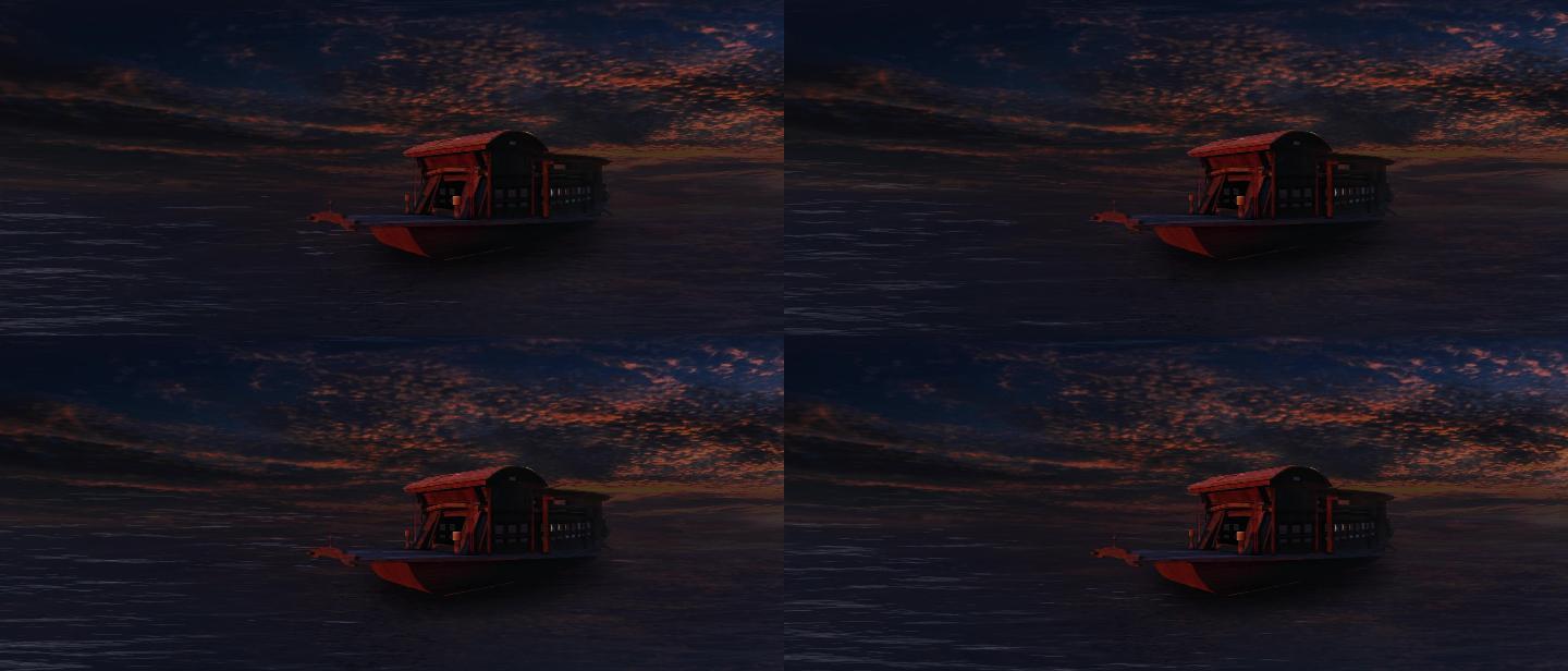 夕阳下红船背景