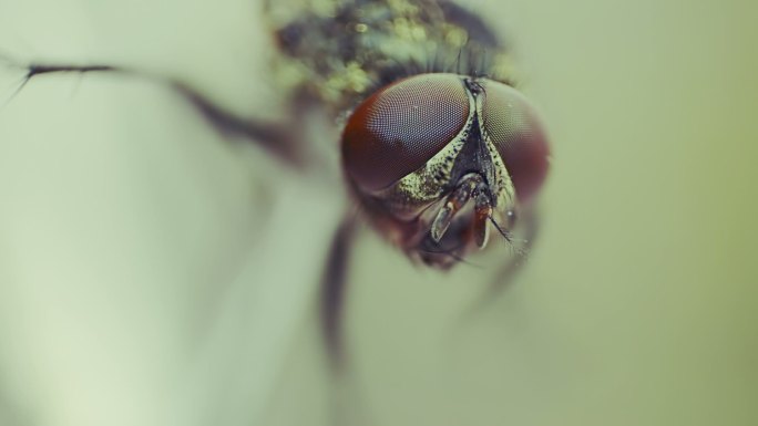 苍蝇眼睛的宏观特写。