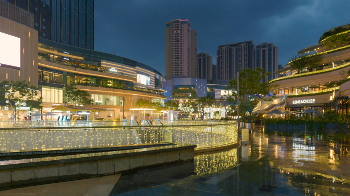 成都地标建筑购物中心商场万象城夜景实拍