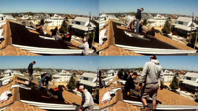 屋顶-铺设瓦片延时摄影