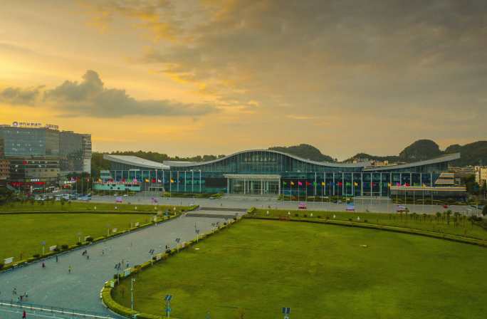 桂林航拍延时风光风景日落片头国际会展中心