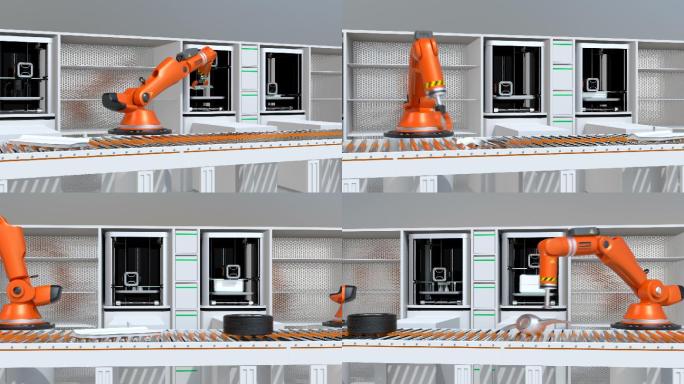 3D打印机和机器人手臂在线工作