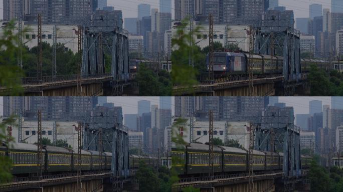 6K绿皮火车开过铁路桥02