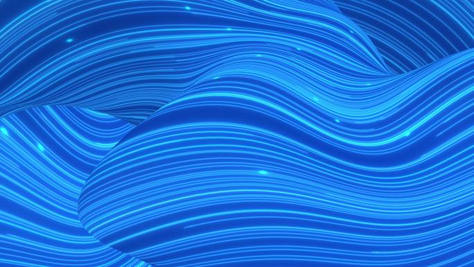 4K双层波浪起伏流动的蓝色线条无缝循环