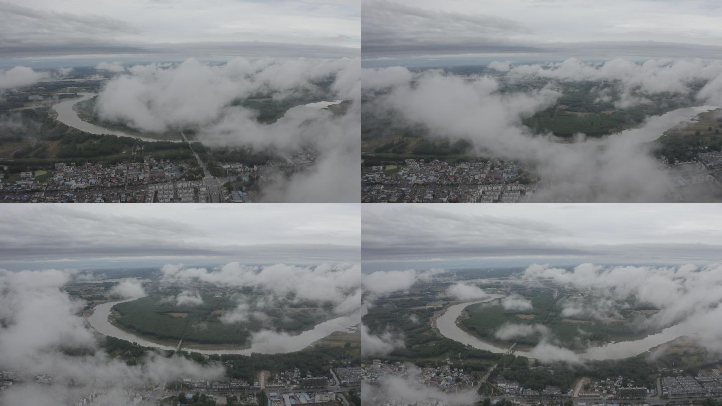 云雾下的淮河，无人机DLog模式原片