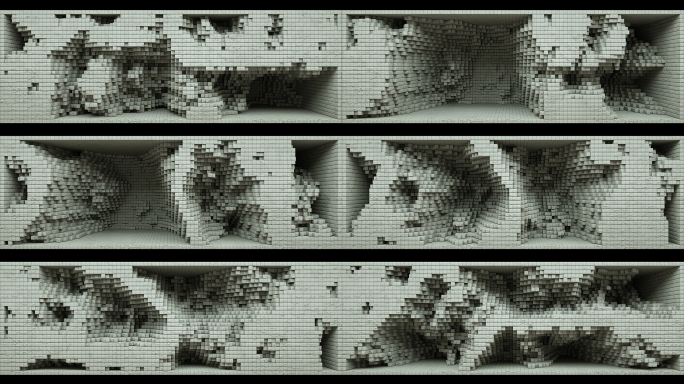 【裸眼3D】划痕水泥墙体方块矩阵裸眼空间
