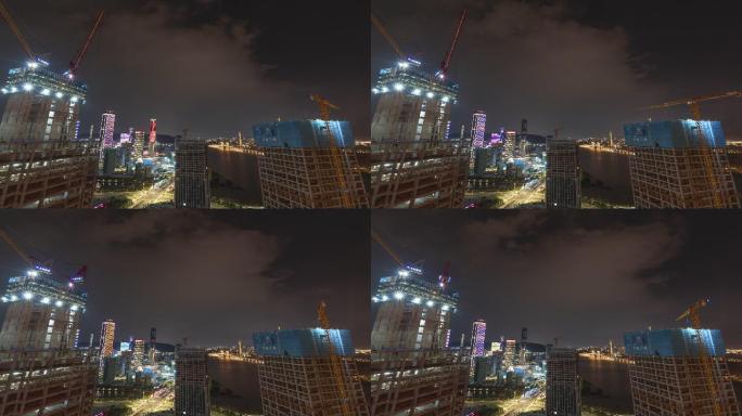 延时城市夜景建设宣传片头空镜