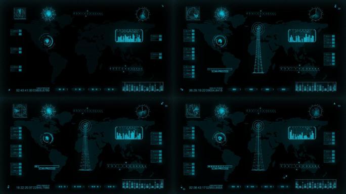 信号塔发射信号科技面板hud
