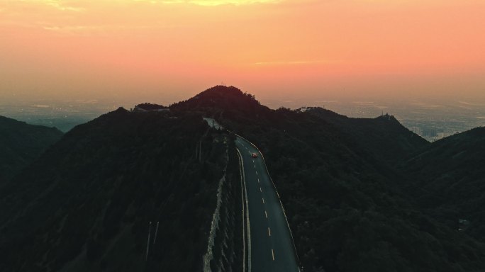 航拍西安临潼骊山夕阳