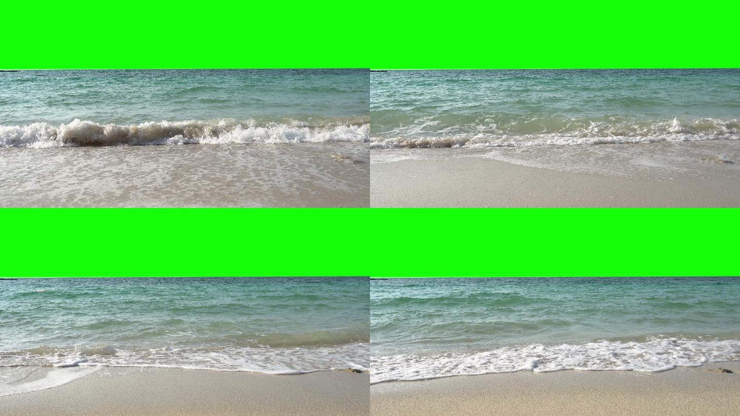 4K视频：海浪拍岸，背景为绿色屏幕