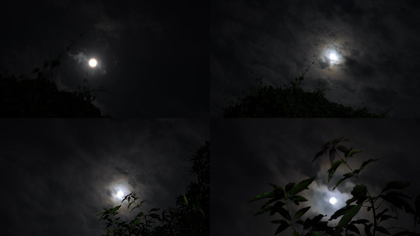 4k延时摄影-月亮乡村夜色