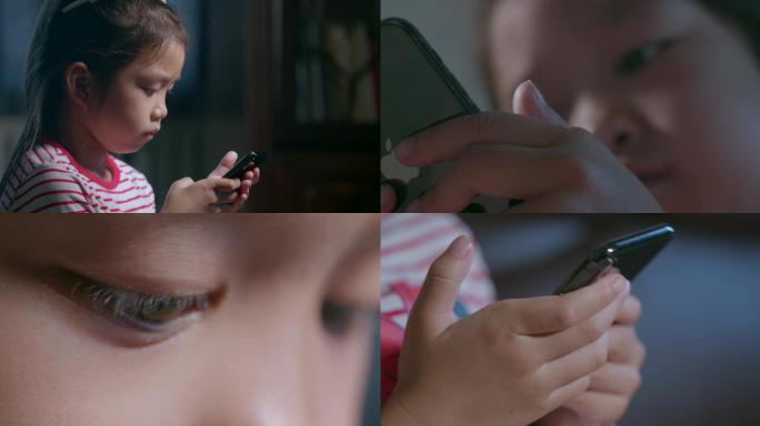 小孩玩手机刷抖音