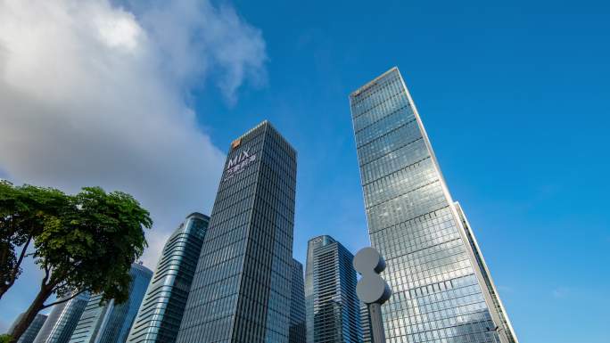 4K建筑特写 前海人寿大厦 华润前海中心