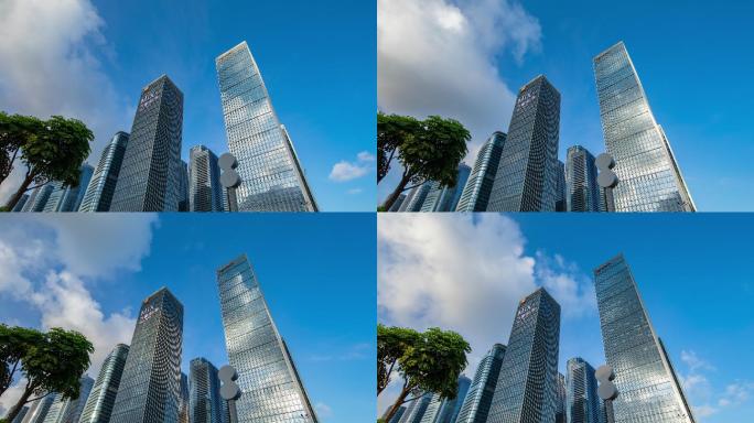 4K建筑特写 前海人寿大厦 华润前海中心