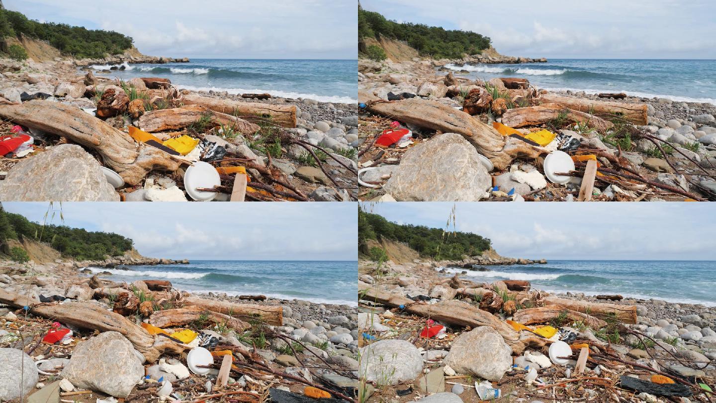 海边垃圾堆积破环生态保护环境