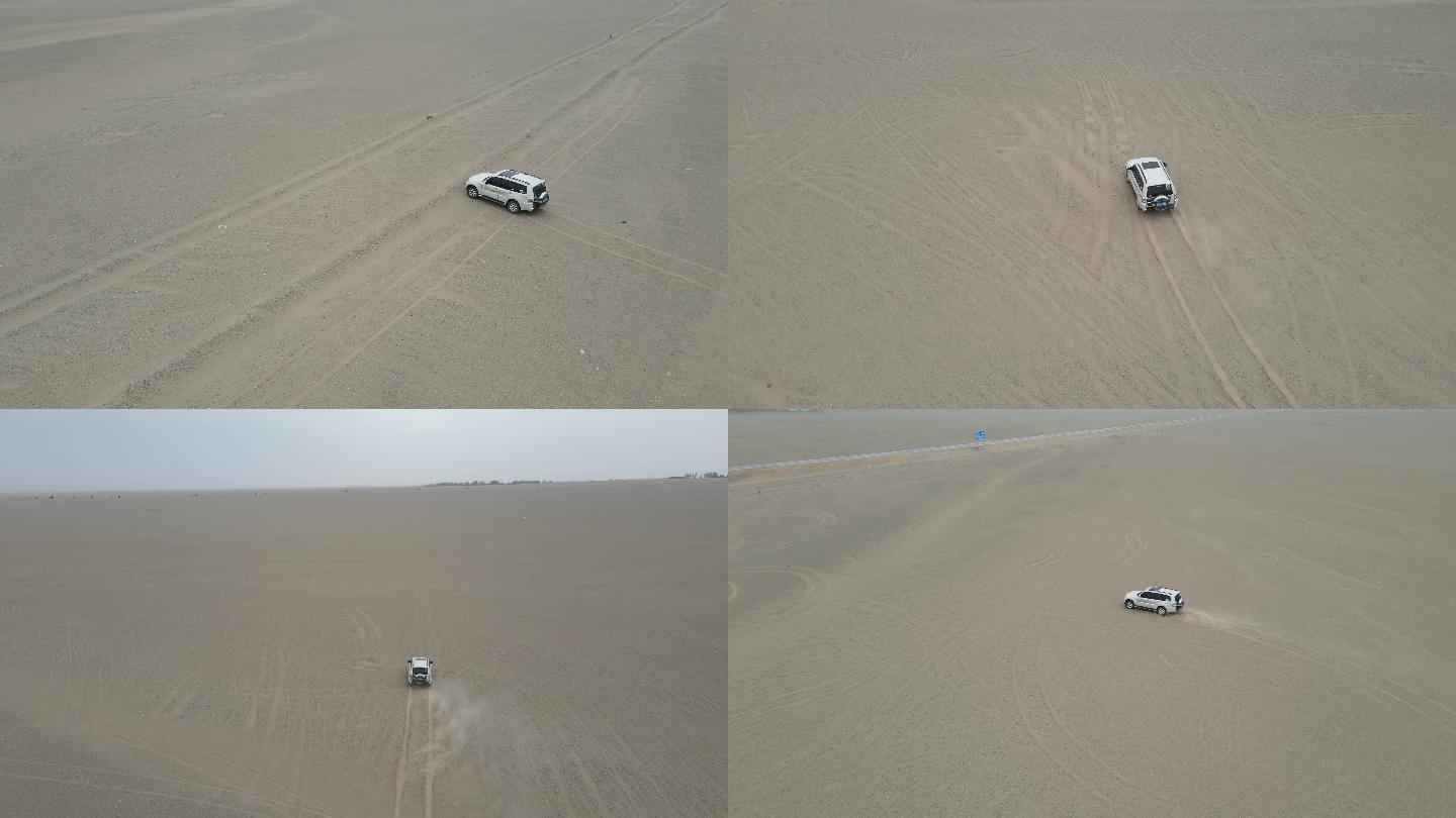 4k无人机航拍汽车沙漠中越野