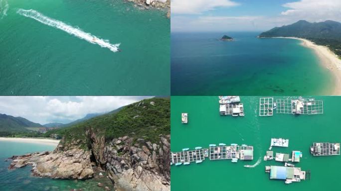 深圳 大海 船 码头 海洋 航拍 4K