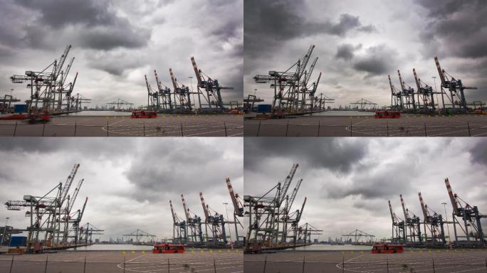 鹿特丹港延时摄影视频素材云海云雾白色云朵