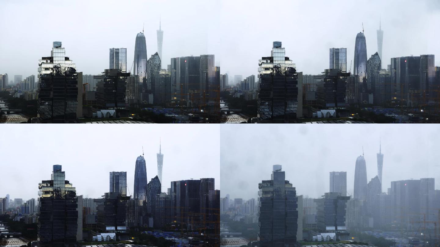 广州塔下雨延时视频