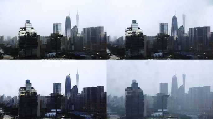 广州塔下雨延时视频