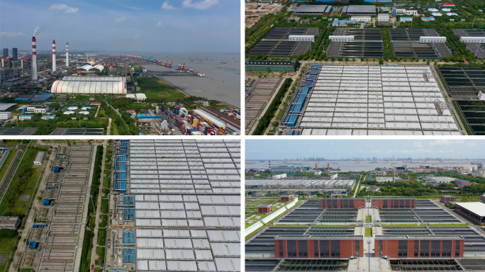 航拍上海现代化污水处理厂