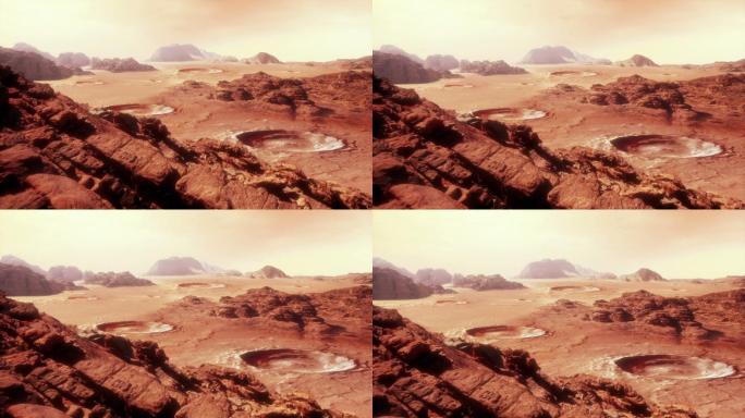 火星景观月球表面陨石坑科幻
