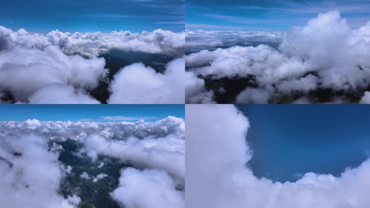 4K航拍云海云上飞机视角