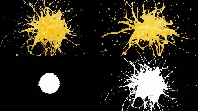 液滴爆炸飞溅4K透明通道鲜榨橙汁芒果汁柚